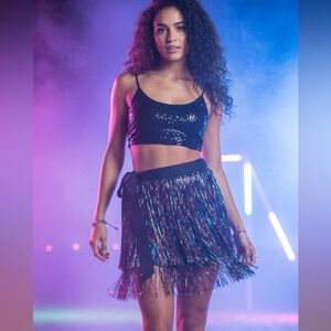 Tinsel  rave or beach tie cover/skirt OS